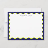 Invitation Navy and Lime Striped Back Wavy Frame Note Card (Devant)