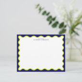 Invitation Navy and Lime Striped Back Wavy Frame Note Card (Debout devant)