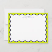 Invitation Navy and Lime Striped Wavy Frame Note Card (Devant)