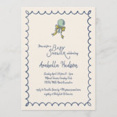 Invitation Navy and Mint Doodle Rattle and Bow Baby Shower (Devant)