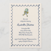 Invitation Navy and Mint Doodle Rattle and Bow Baby Shower (Devant)