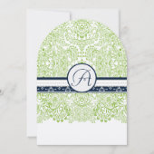 Invitation Navy Apple Green Gray Love Birds Mariage (Devant)