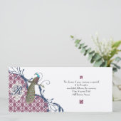 Invitation Navy & Berry Berry Elegant Damask Peacock Mariage (Debout devant)