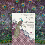 Invitation Navy & Berry Berry Elegant Damask Peacock Mariage<br><div class="desc">Marine et Berry Berry Elegant Damask Peacock Wedding Invitations Fiançailles,  Anniversaire,  Mariage Votre photo Toile Enveloppée Photos</div>