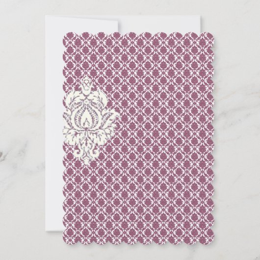 Invitation Navy & Berry Berry Elegant Damask Peacock Mariage (Dos)