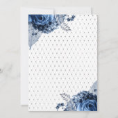 Invitation Navy & Blanc Feuille d'Argent 25e Anniversaire de (Dos)