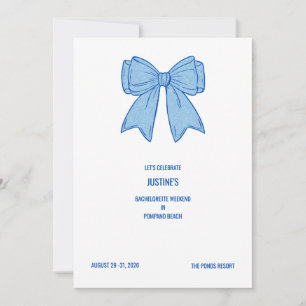 Invitation Navy + Bleu Faux Paillettes Nœud