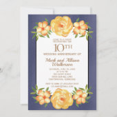 Invitation Navy bleu iridescent 10ème anniversaire de mariage (Devant)