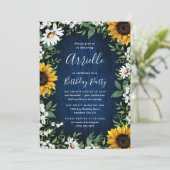 Invitation Navy Bleu Tournesol Rustique Pays fête d'anniversa (Debout devant)