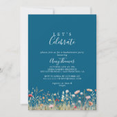 Invitation Navy Bliss Boho Wildflower Let's Celebrate Party (Devant)