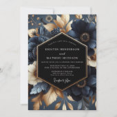Invitation Navy Bloom Wedding (Devant)