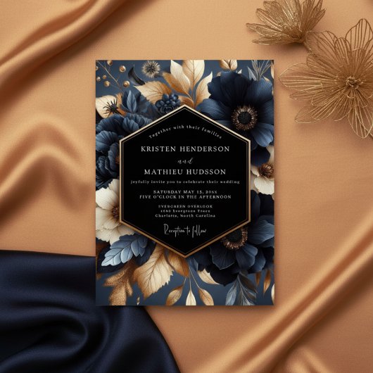 Invitation Navy Bloom Wedding