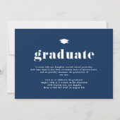 Invitation Navy Blue 2025 Audacieux Typographie Photo Graduat (Dos)