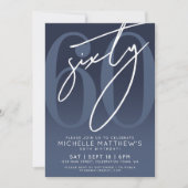 Invitation Navy Blue 60th Birthday Party (Devant)