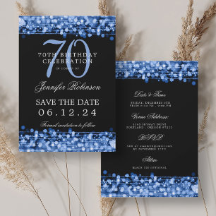 Invitation Navy Blue 70th Birthday Enregistrer la date avec l