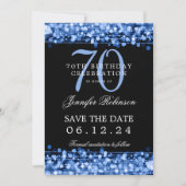 Invitation Navy Blue 70th Birthday Enregistrer la date avec l (Devant)