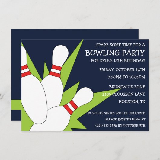 Invitation Navy Blue 7-10 Split Bowling (Devant / Derrière)