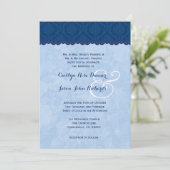 Invitation Navy Blue and Baby Blue Mariage damassé V007 (Debout devant)