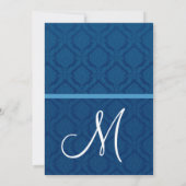 Invitation Navy Blue and Baby Blue Mariage damassé V007 (Dos)