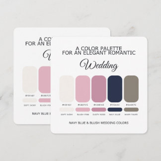 Invitation Navy Blue and Blush Wedding Color Palette Card
