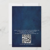 Invitation Navy Blue and Burgundy Blush QR Code Wedding  (Dos)
