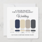 Invitation Navy Blue and Champagne Wedding Color Palette Card (Dos)