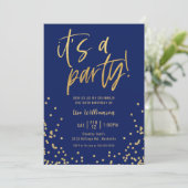 Invitation Navy Blue and Gold 50th Birthday Party (Debout devant)