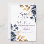 Invitation Navy Blue and Gold Peony Bridal Shower (Devant)