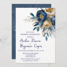Navy Blue and Gold Peony Wedding Celebration 