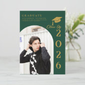 Invitation Navy Blue  and Gold Photo Graduation (Debout devant)
