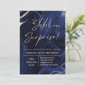 Invitation Navy Blue and Silver Surprise Party (Debout devant)