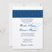 Invitation Navy Blue and White Diamond Mariage damassé (Devant)