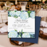 Invitation Navy Blue and White Hydrangea Floral Bridal Shower<br><div class="desc">This design was created from a modern painterly artwork painted in acrylics on canvas by artist Audrey Jeanne Roberts. A dark navy blue background really sets off the subtle shades in the elegant white hydrangea flowers that grew in her garden and were painted from life. Background color can be changed....</div>