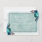 Invitation Navy Blue & Aqua Boho Serez-Vous Ma Femme D'Accuei (Dos)