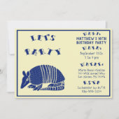 Invitation Navy Blue Armadillo fête d'anniversaire personnali (Devant)