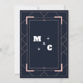 Invitation Navy Blue Art Deco Rose Gold Geometric Wedding (Dos)