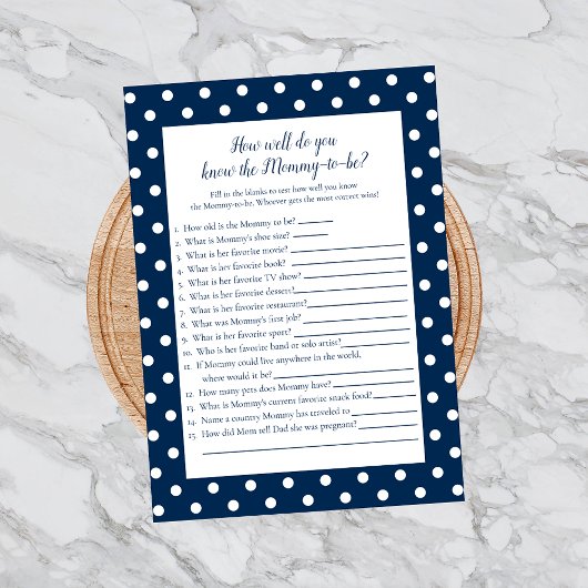 Invitation Navy Blue Baby Bow Qui Connaît Maman Meilleur Jeu