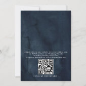 Invitation Navy Blue Blush Pink Rose Boho QR Code Wedding (Dos)