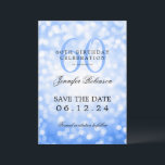 Invitation Navy Blue Bokeh 60th Birthday Enregistrer la date<br><div class="desc">Design élégant "60th Birthday Party" avec lumières Bokeh et nom personnalisé et texte de détails. Facile à utiliser et facile à personnaliser. Commandez aujourd'hui !</div>