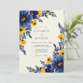Invitation Navy Blue Bold Spring Wedding (Debout devant)