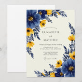 Invitation Navy Blue Bold Spring Wedding (Devant / Derrière)