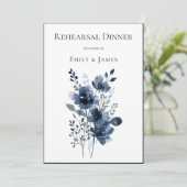 Invitation Navy Blue Botanical Wedding (Debout devant)