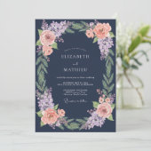 Invitation Navy Blue Botanical Winter Wedding (Debout devant)