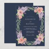 Invitation Navy Blue Botanical Winter Wedding (Devant / Derrière)