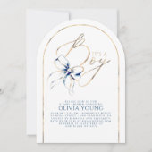 Invitation Navy Blue Bow Elegant Modern Baby Shower Boy (Devant)