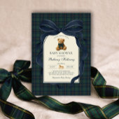 Invitation Navy Blue Bow Polo Teddy Bear Boy Baby Shower