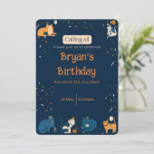 Invitation Navy Blue Boy Cat Invite (Debout devant)