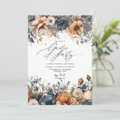 Invitation Navy Blue, Burange Orange et Champagne Garden Part (Debout devant)