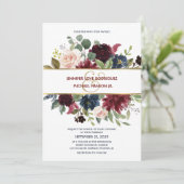 Invitation Navy Blue & Burgundy Boho Floral Wedding Invitatio (Debout devant)