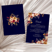 Invitation Navy Blue & Burnt Orange Floral Détails du Mariage
